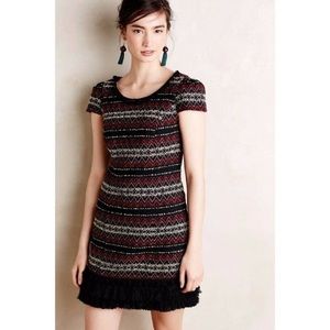Anthropologie Black & Red Jinete Fringe Dress